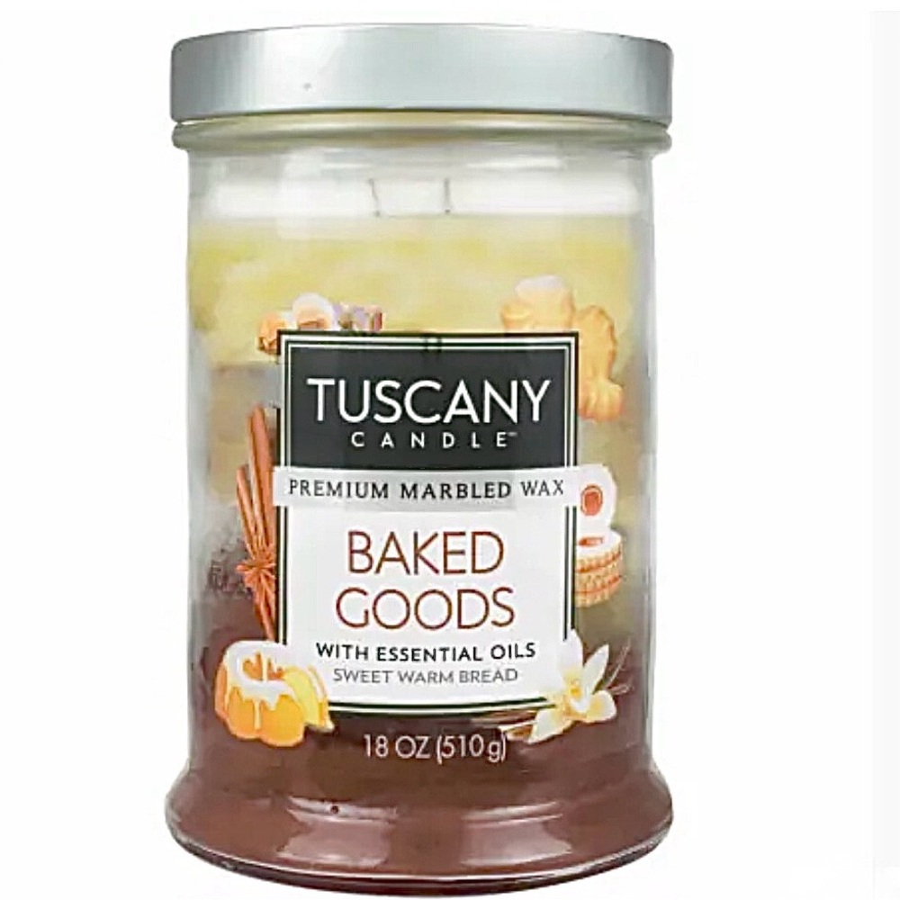 NWT, Tuscany Candle, ‘Sweet Warm Bread’ 2 Wick Candle, Cream and Brown, 18oz
